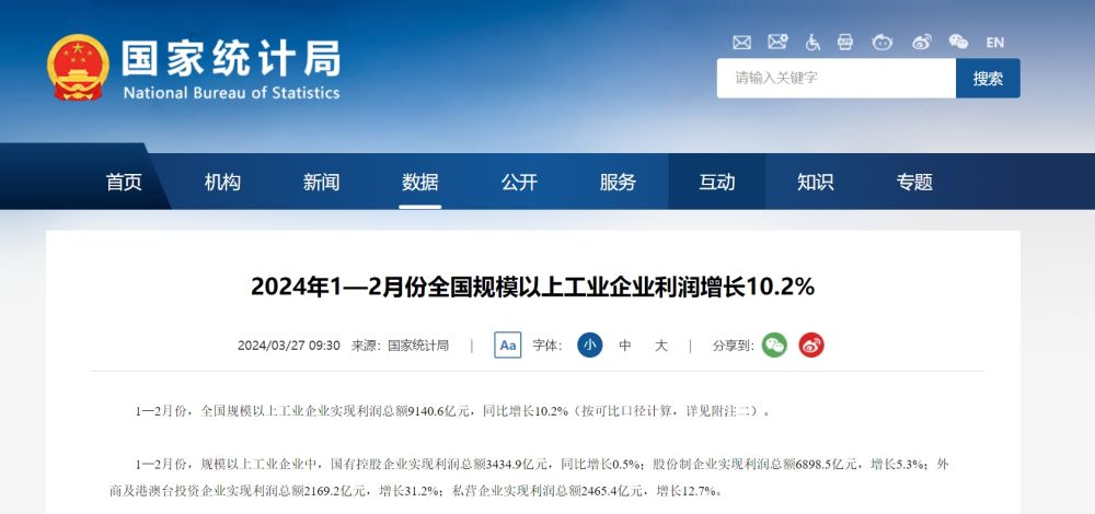 国家统计局:9月份规模以上工业增加值增长5.4%