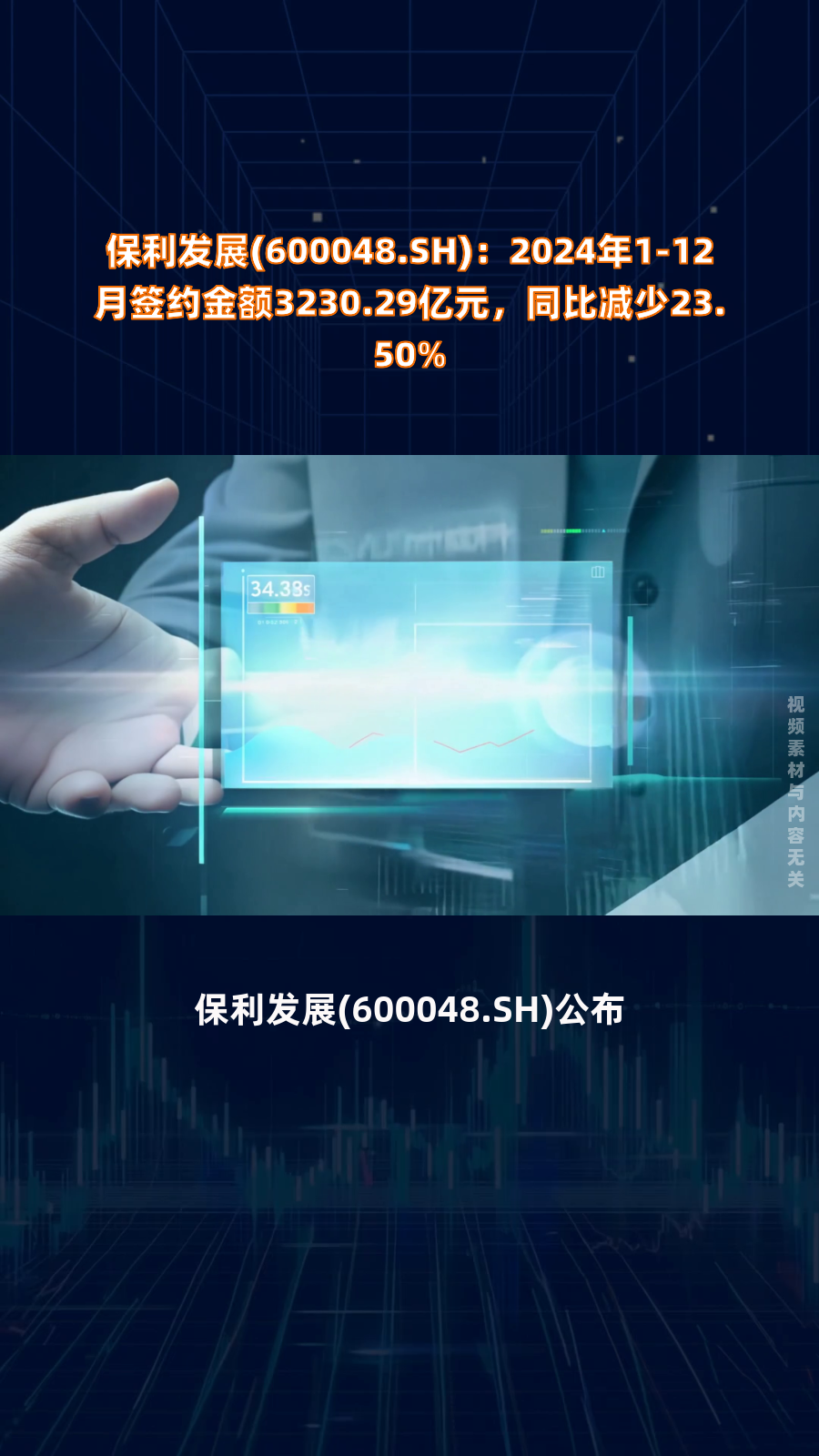 保利发展业绩快报：2024年净利润同比下降58.43%